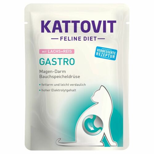 Kattovit Gastro konservi kaķiem ar lasi un rīsiem 85g