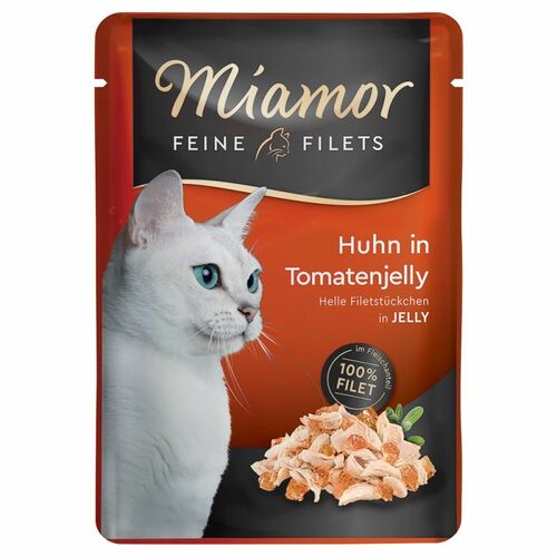 Miamor Feine Filets konservi kaķiem ar vistu un tomātiem želejā 100g