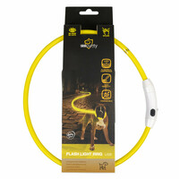 Duvo Plus Flash light ring usb yellow L - USB rechargeable flashing collar