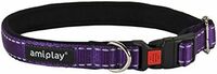AmiPlay reflective dog collar, soft and adjustable reflective collar, XL (45-70CM), purple