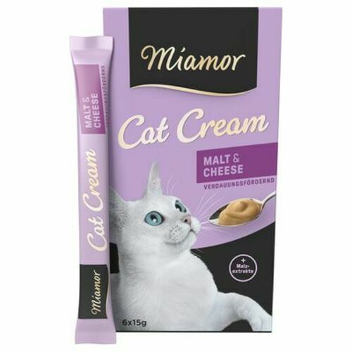 Miamor Cat Cream Malt & Cheese - cat treat for fur elimination 6x15g