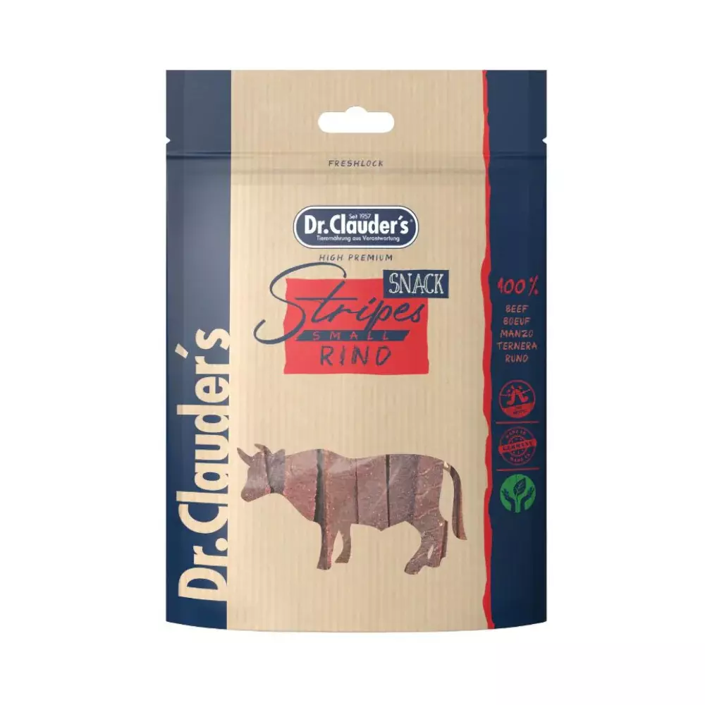 Dr. Clauder's žāvētās strēmelītes ar liellopu fileju, 80g