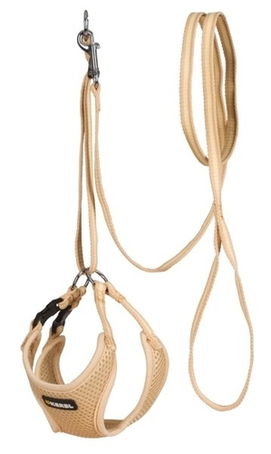 Beige harness with leash for puppies 24-44cm