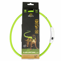 Duvo Plus Flash light ring usb green L - USB rechargeable flashing collar