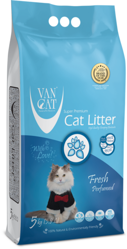 VAN CAT Fresh - clumping cat litter 5kg Clumping litter, gray, with a fresh scent