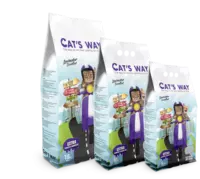 Cats way White Cat Litter Lavender 18l (15.3kg) - cementējošās smiltis ar maigu lavandas smaržu