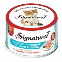 Signature7 konservs kaķiem ar makreli, garnelēm un surimi mērcē 70g