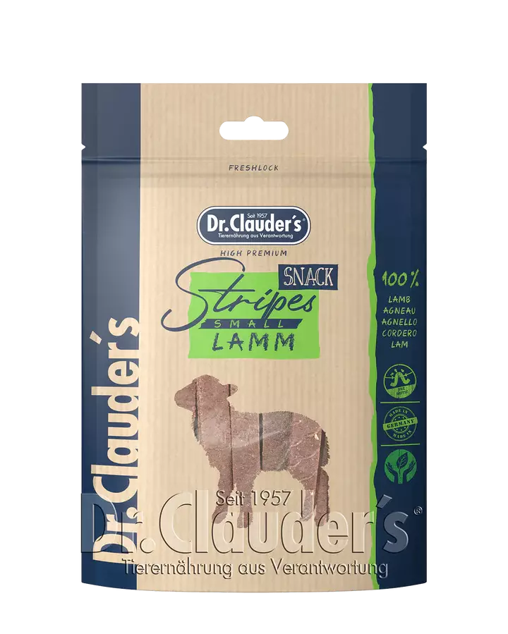Dr. Clauder's žāvētas jēra gaļas strēmelītes 80g