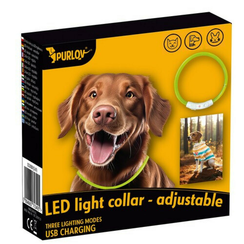 LED collar for dogs and cats with USB charging and adjustable length