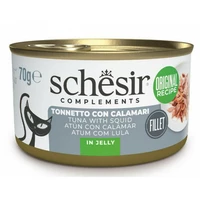 Schesir Cat Tuna with Squids in Jelly, 70g - papildbarība - tuncis un kalmārs želejā