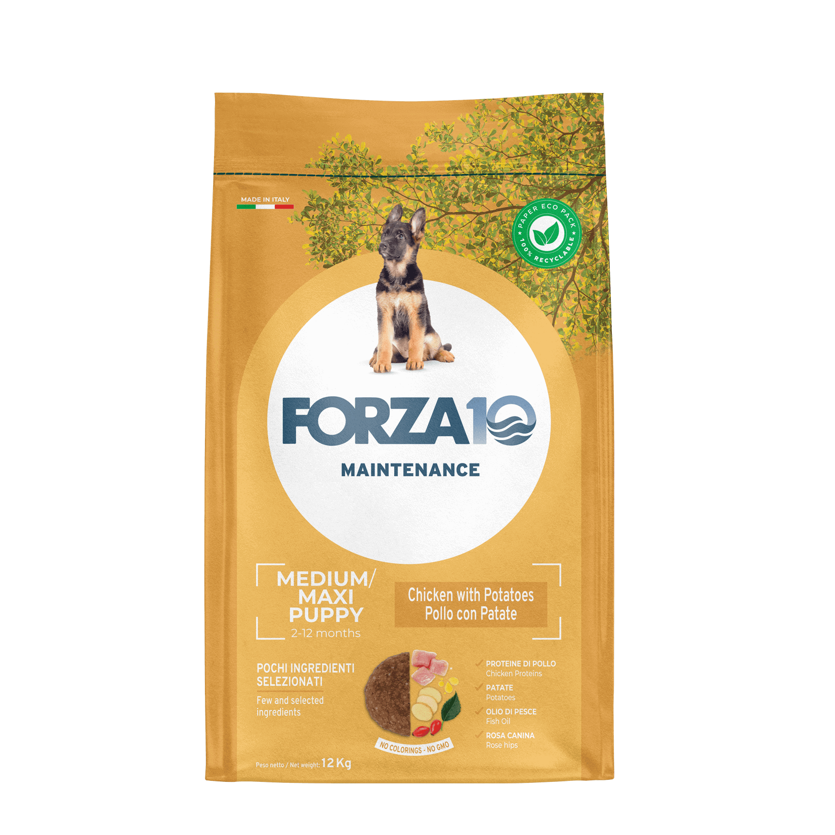 Forza10 Maintenance Medium/Maxi Puppy ar vistu un kartupeļiem 12 kg