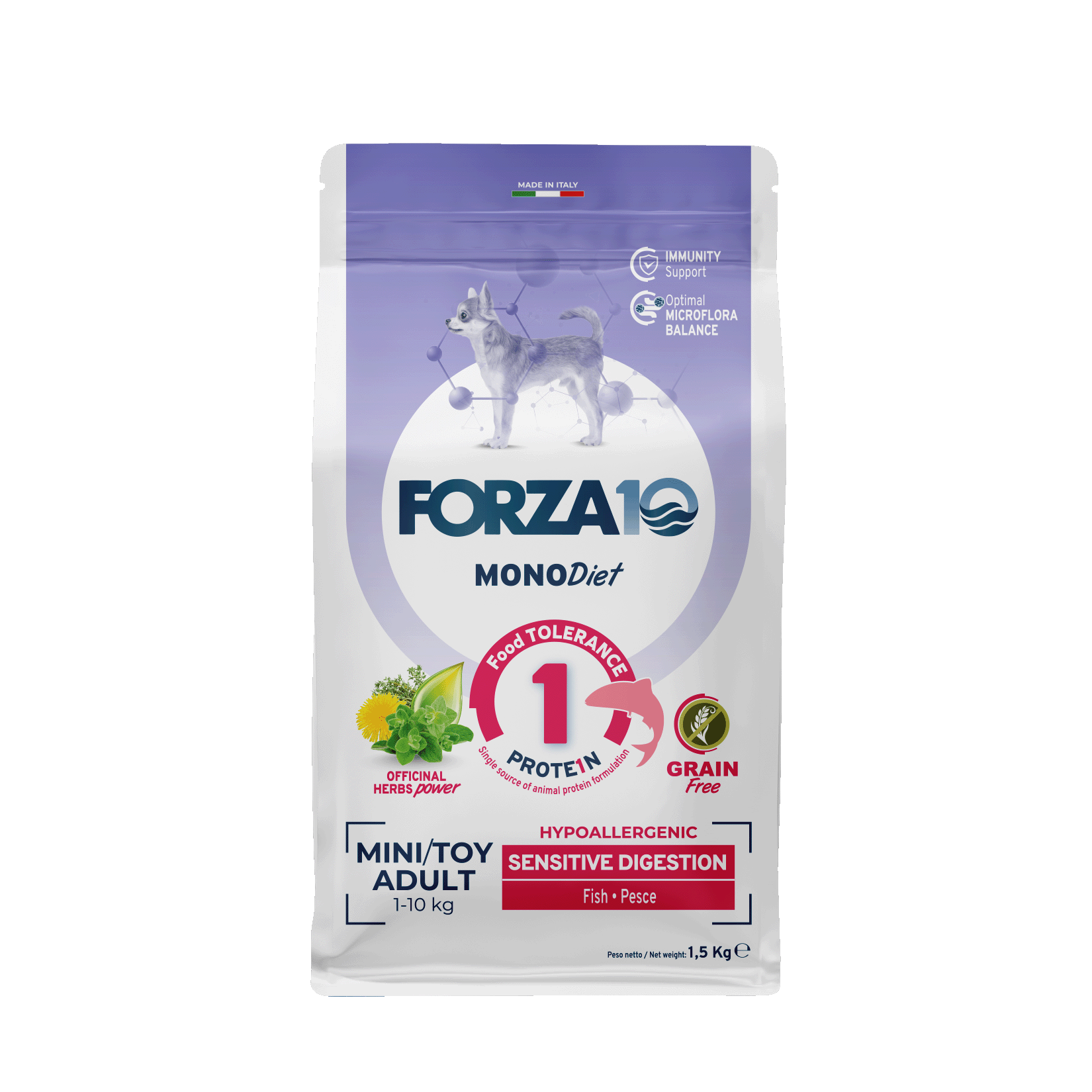 Forza10 MonoDiet Sensitive Digestion Mini/Toy Adult ar zivīm 1,5kg