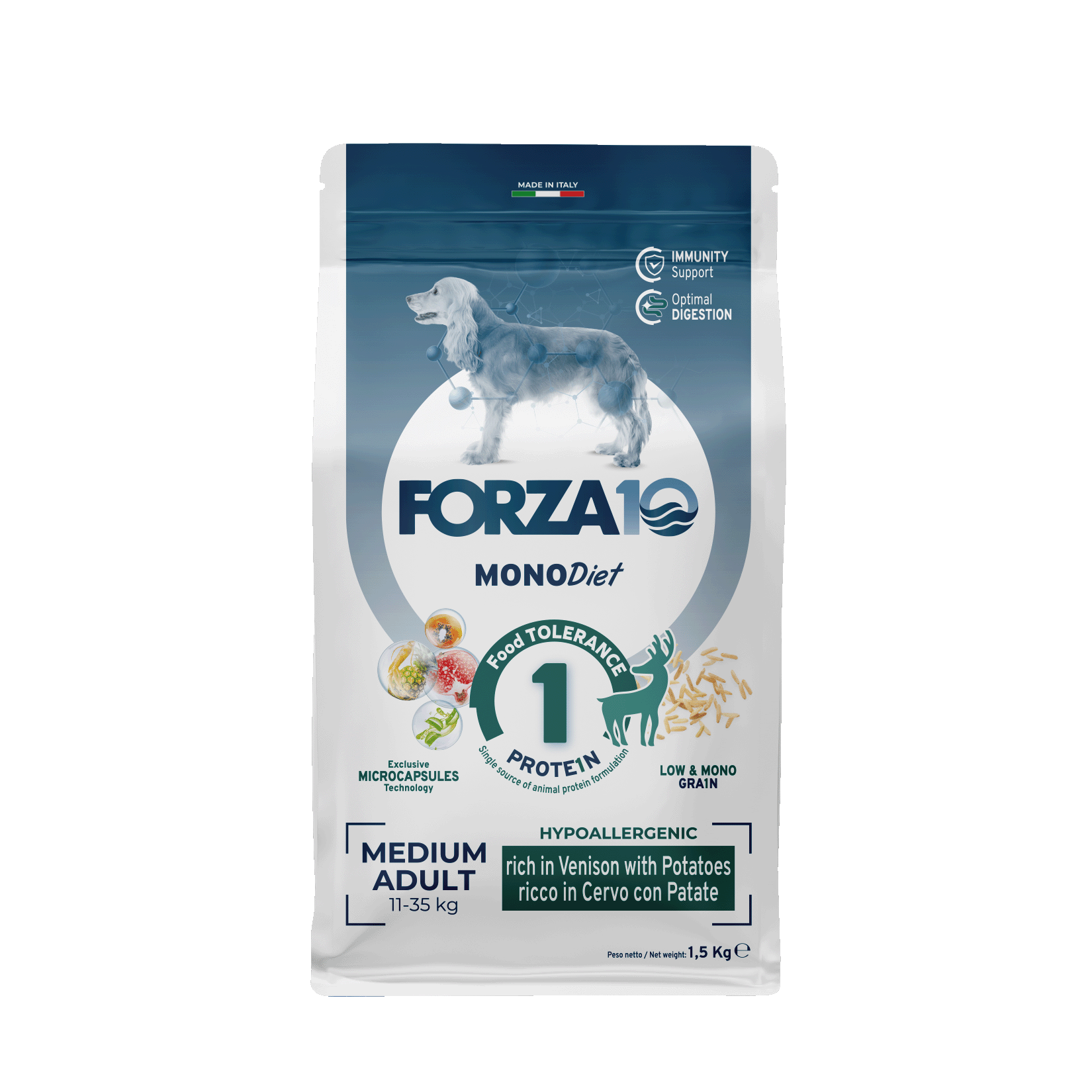 Forza10 MonoDiet Medium Adult ar briedi un kartupeļiem 1,5kg