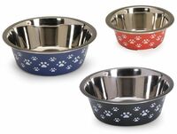 Colorful non-slip steel bowl "Paws" 400ml