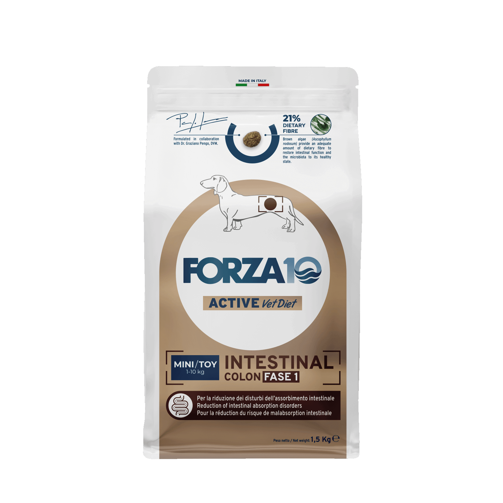 Forza10 Active VetDiet Intestinal Colon FASE 1 Mini/Toy ar zivīm  1,5kg