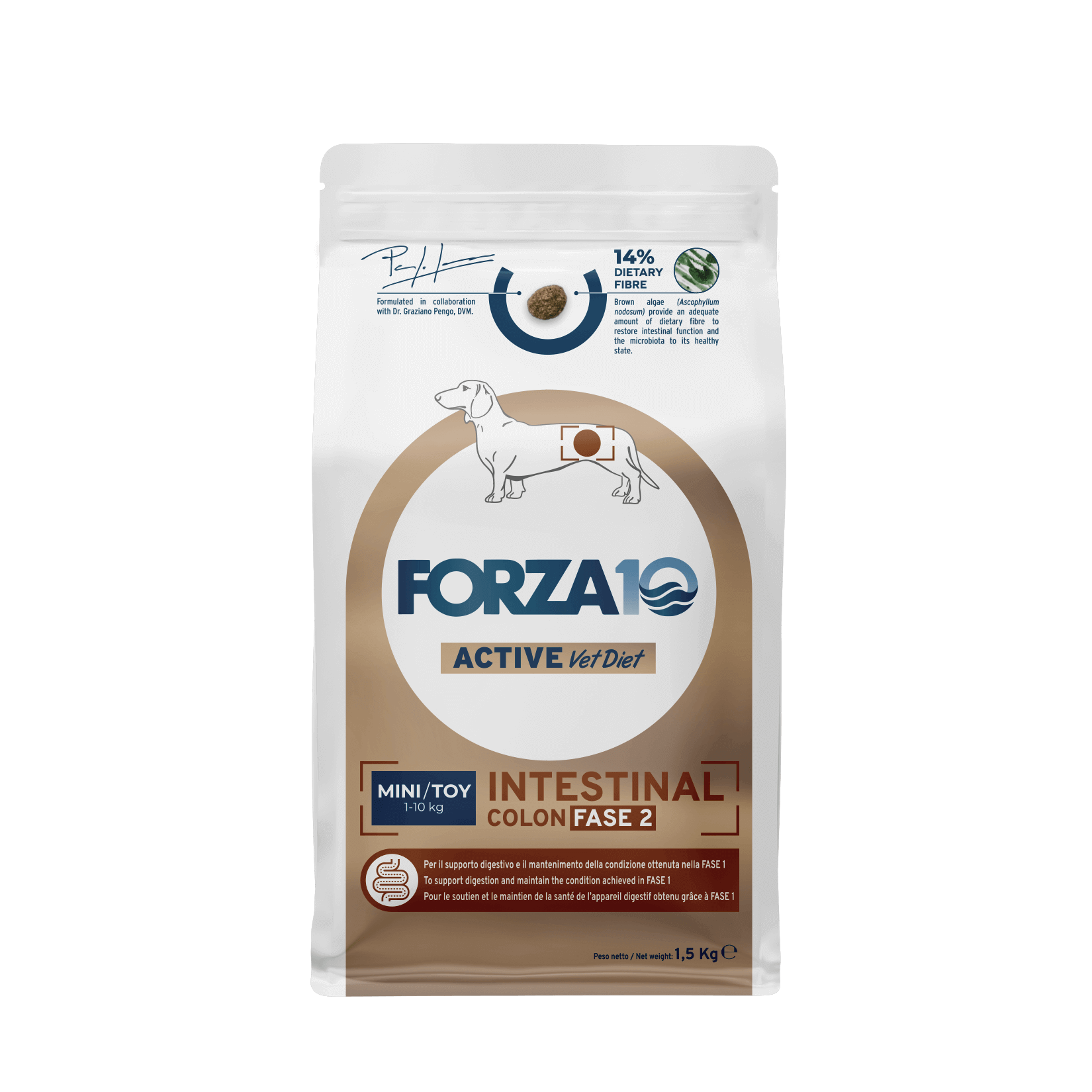 Forza10 Active VetDiet Intestinal Colon FASE 2 Mini/Toy ar zivīm 1,5kg