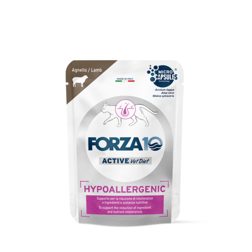 Forza10 Active VetDiet Hypoallergenic ar jēru mitrā barība kaķiem 12x80g