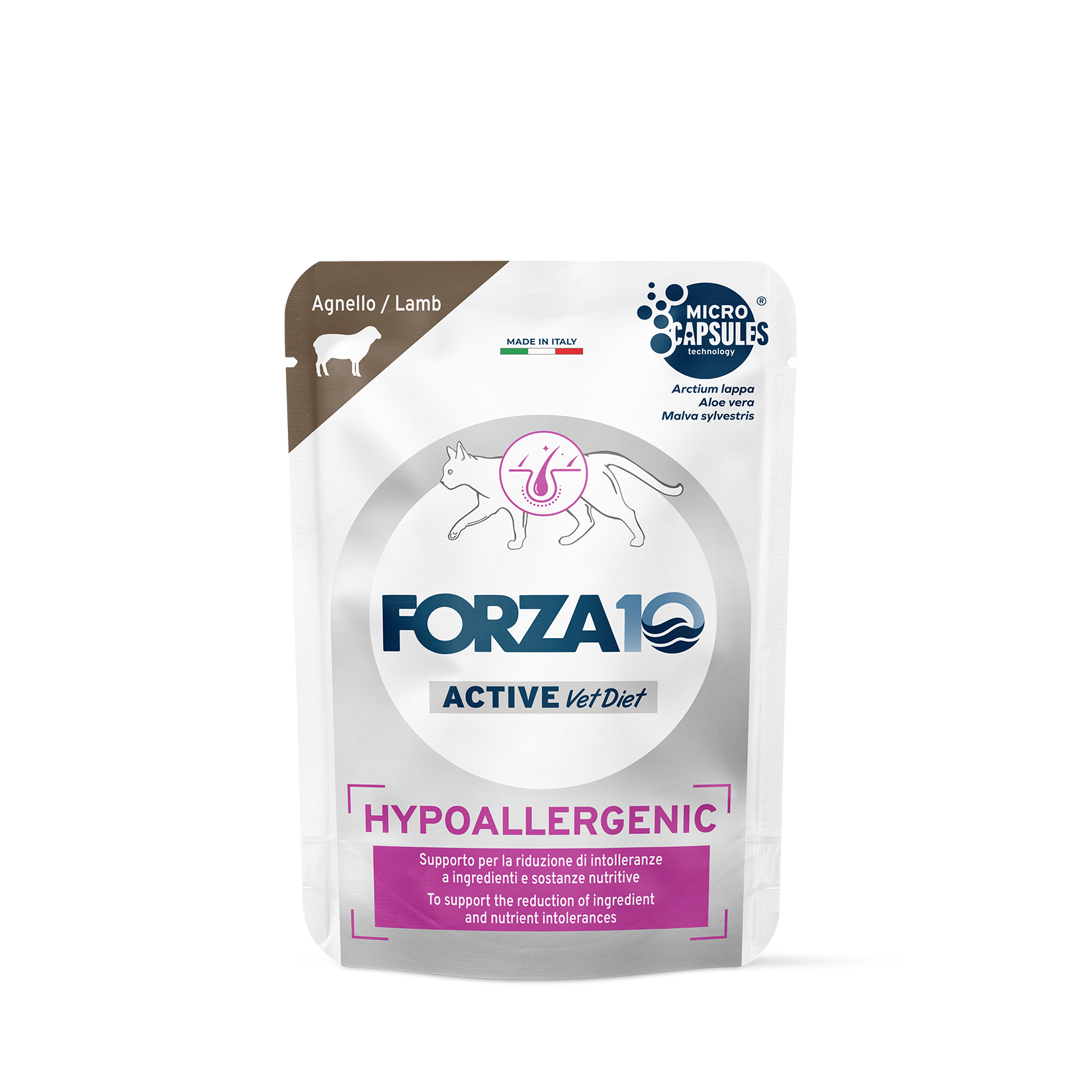Forza10 Active VetDiet Hypoallergenic ar jēru mitrā barība kaķiem 12x80g