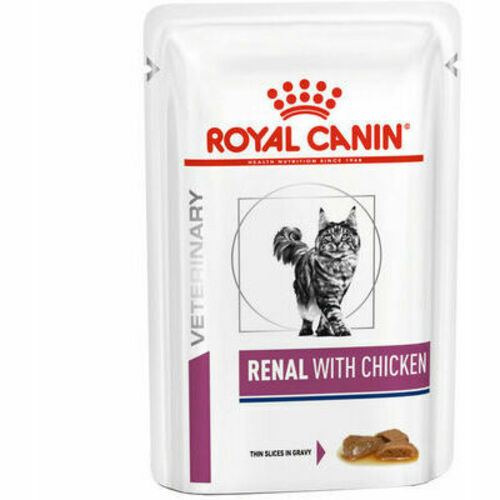 Royal Canin Cat VetDiet Renal With Chicken Gravy konservi kaķiem ar vistu mērcē 85g