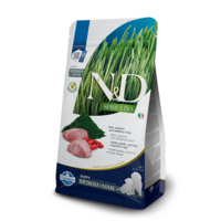 N&D dog spirulina bezgraudu sausā barība ar jēru, spirulīnu un godži ogām, vidējo un lielo šķirņu kucēniem 2kg