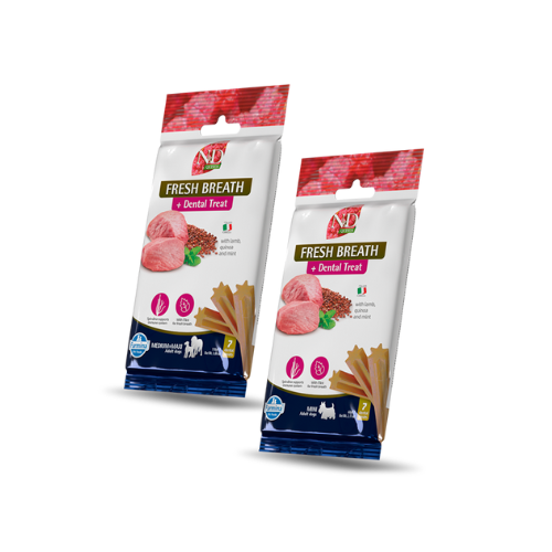 N&D dog quinoa Dental Treat Fresh, Bezgraudu kārums suņiem svaigai elpai, Mini 4x60g