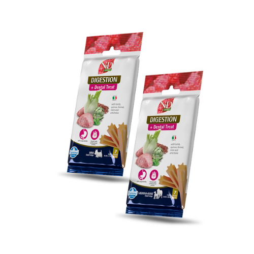 N&D dog quinoa Dental Treat Digestion, Bezgraudu kārums suņiem gremošanas trakta atbalstam, Medium/Maxi 4x100g