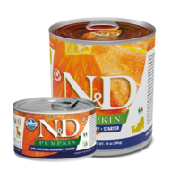 N&D dog pumpkin konservi ar jēru, ķirbi un mellenēm STARTER, kucēniem līdz 2mēn vecumam 6x285g