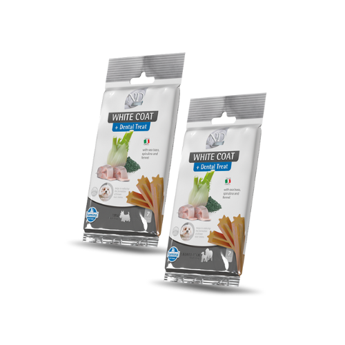 N&D dog Dental Treat, White Coat, Bezgraudu kārums suņiem baltā apmatojuma uzturēšanai, Medium/Maxi 4x100g
