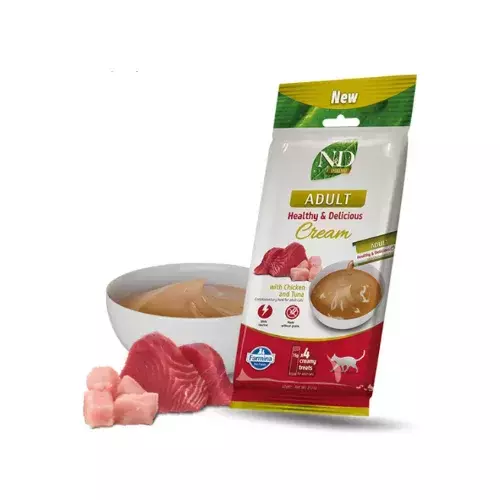 N&D cat creamy krēmveida gardums ar vistu un tunci 4x15g N4