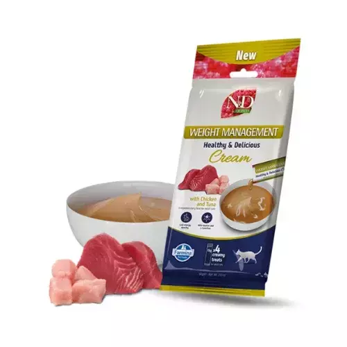N&D cat creamy krēmveida gardums ar vistu un tunci, WEIGHT MANAGEMENT 4x15g N4