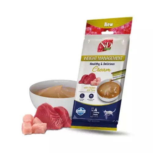 N&D cat creamy krēmveida gardums ar vistu un tunci, WEIGHT MANAGEMENT 4x15g N4