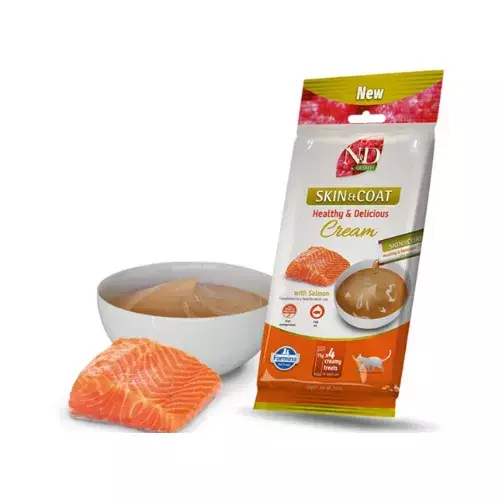 N&D cat creamy krēmveida gardums ar lasi, SKIN&COAT 4x15g N4