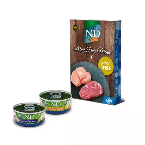 N&D cat natural meat duo, konservi kaķiem 6x70g