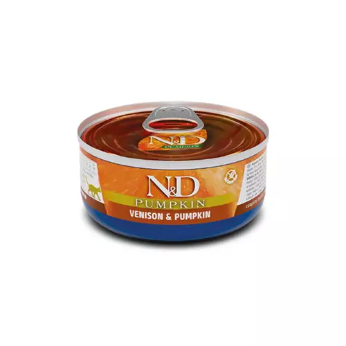 N&D cat pumpkin konservi kaķiem ar brieža gaļu un ķirbi 6x70g