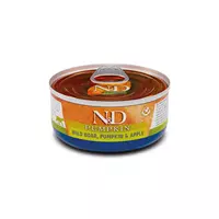 N&D cat pumpkin konservi ar mežacūkas gaļu, ķirbjiem un āboliem 6x70g