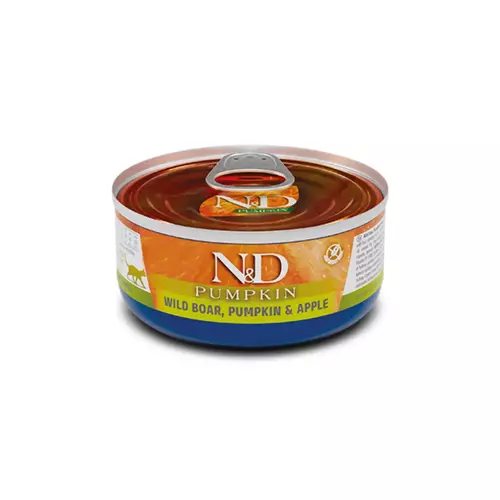 N&D cat pumpkin konservi ar mežacūkas gaļu, ķirbjiem un āboliem 6x70g