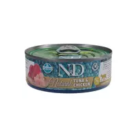 N&D cat natural ar tunci un vistu, konservi kaķiem 6x140g