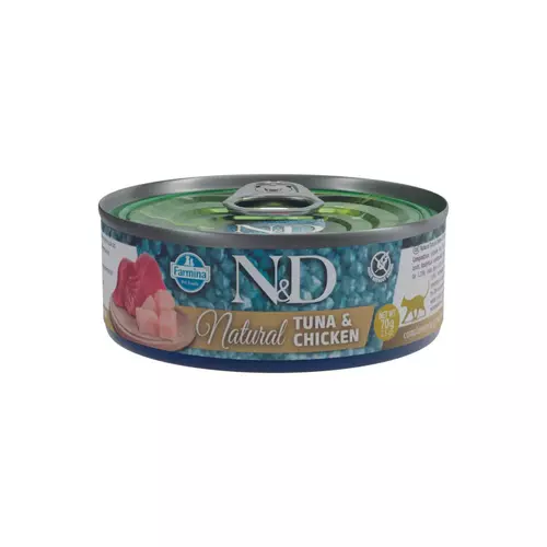 N&D cat natural ar tunci un vistu, konservi kaķiem 6x140g