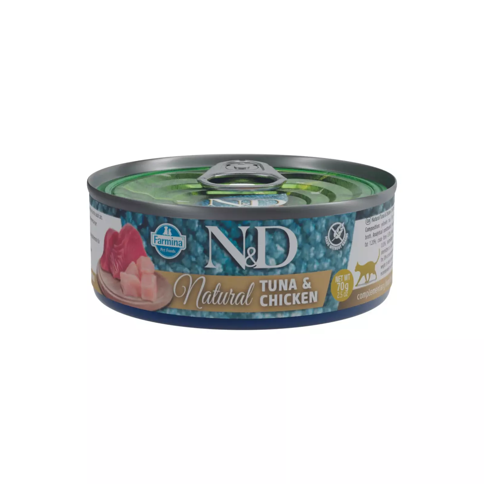 N&D cat natural ar tunci un vistu, konservi kaķiem 6x140g