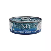 N&D cat ocean konservi ar tunci, mencu un ķirbi, kaķēniem 6x70g