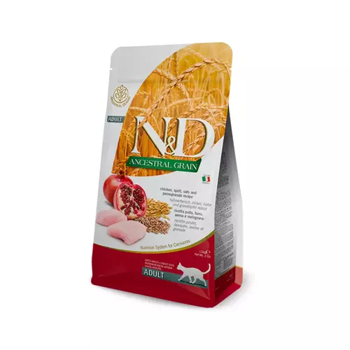 N&D cat ancestral grain sausā barība ar vistu un granātāboliem ADULT 5kg