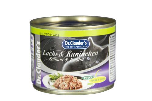 Dr. Clauder's Selected Pearls cat food with salmon & rabbit (Pro Hair & Skin Supports) 6x 200g