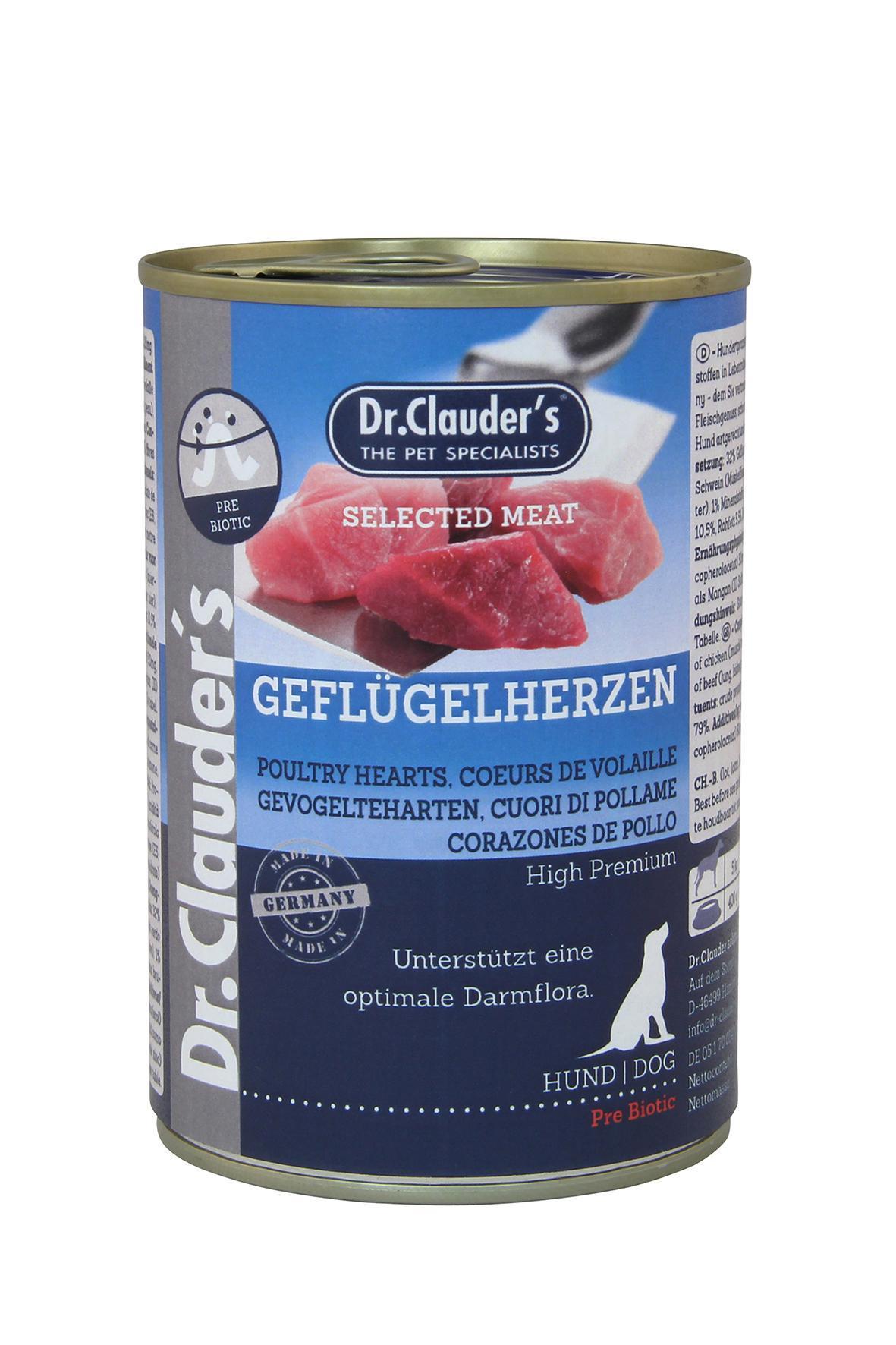 Dr. Clauder's Mājputnu Sirdis, Konservs suņiem PRE BIOTIC , 400g
