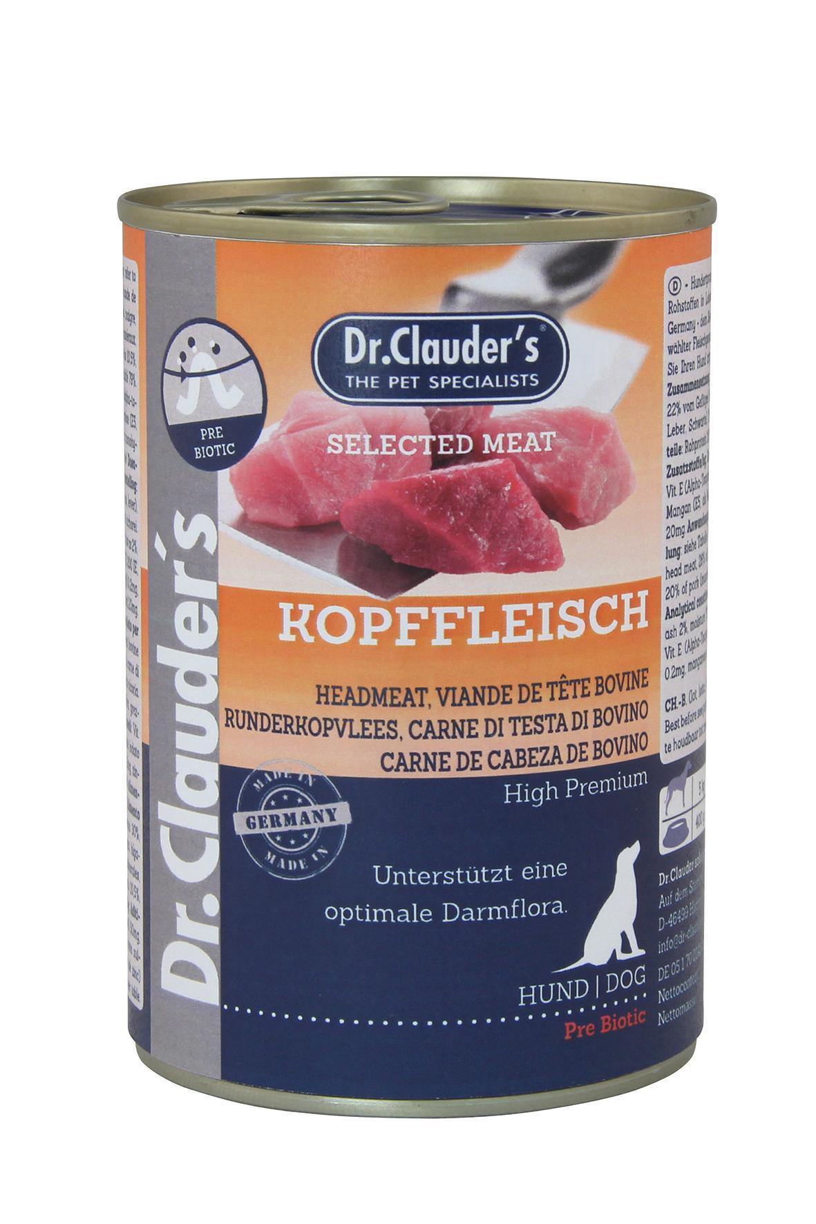 Dr. Clauder's Liellopu galvas gaļa, Konservs suņiem PRE BIOTIC , 400g
