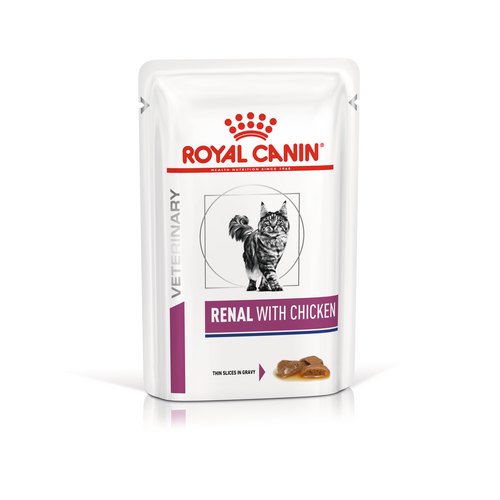 Royal Canin Cat VetDiet Renal With Chicken Gravy konservi kaķiem ar vistu mērcē 85g N12