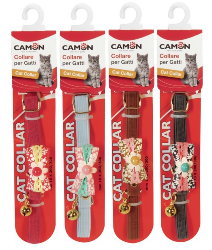 Cat collar DG041/B, with a bow and bell