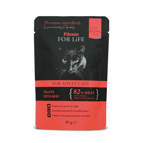 Fitmin for adult cats - chunks in sauce with beef 85g