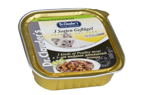 Dr. Clauder's Premium wet food for poultry, canned food for cats, 6x 100g in a box