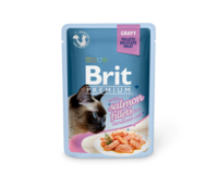 Brit Premium konservi kaķiem, laša fileja mērcē, 85 g 