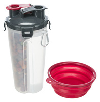 Travel bottle: Trixie food and water container, plastic, 2 × 0.35 l/ø11 × 23 cm